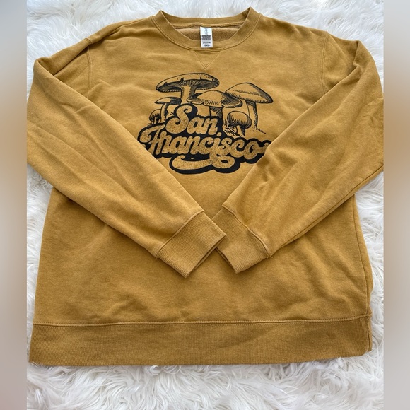 ocean beach Sweaters - Ocean Beach Company San Francisco Graphic Crewneck Sweater - Mustard